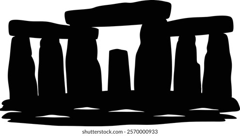  Stonehenge silhouette isolated on white background. Stone sign vector illustration design