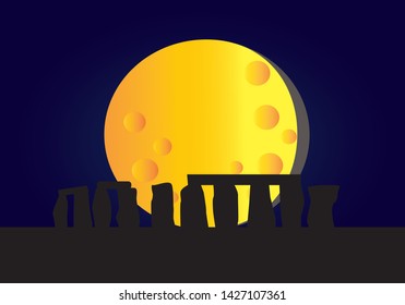 Stonehenge silhouette vector in black