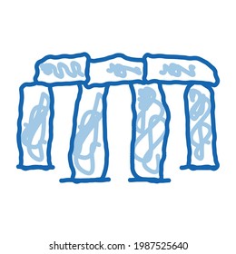 stonehenge sketch icon vector. Hand drawn blue doodle line art stonehenge sign. isolated symbol illustration