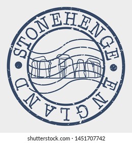 Stonehenge Stamp. England Silhouette Seal. Round Design. Vector Icon. Design Retro Insignia.