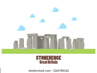 Stonehenge vector illustration. Flat style graphic design