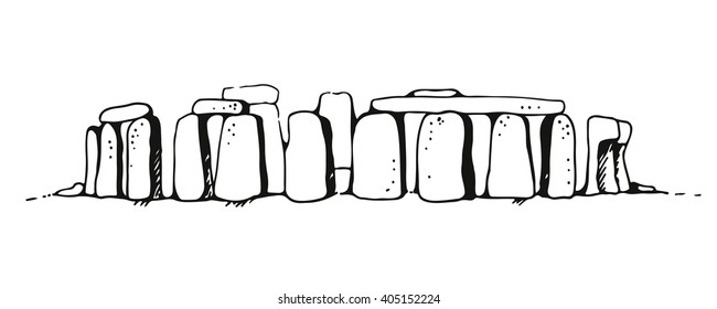 Stonehenge vector illustration, hand drawn United Kingdom landmark isolated on white background