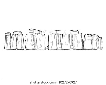 Stonehenge, Wiltshire, England: Vector Illustration Hand Drawn Landmark Cartoon Art