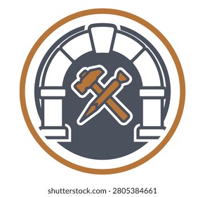Stonemason Construction Tools Logo Badge
