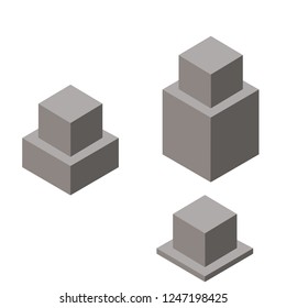 Stone-pedestal for the monument in the isometric. Place to install the sculpture. Decoration of the landscape. Set of memorials. City sight.