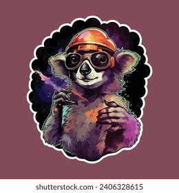 Stoner lemur cannabis galaxy vinyl sticker