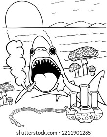Stoner, página de colorear trippy. Una divertida página de colorear para adultos