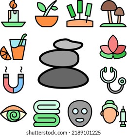 Stones alternative medicine icon in a collection with other items