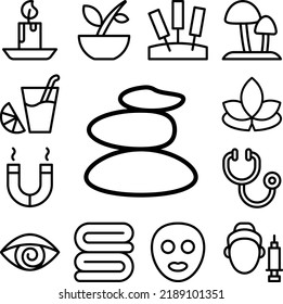 Stones alternative medicine icon in a collection with other items