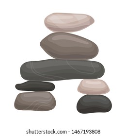 Stones balance on each other. Vector illustration on white background.