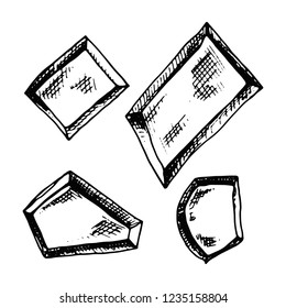 stones big set of sketches vector. isolated objects.