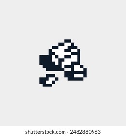 Stones, brick wall, construction icon pixel art style, isolated on white, vector graphic illustration. Design for stickers, logo, web and mobile app.