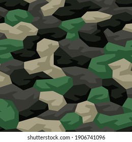 Stones camouflage texture seamless pattern. Abstract modern military army style camo background. Endless vector ornament for fabric and fashion textile print.