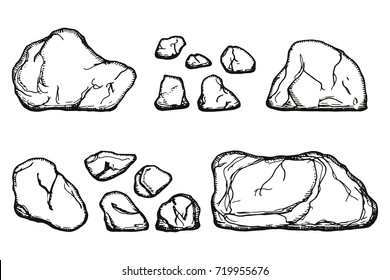 stones cobblestone vector isolated. hand drawing