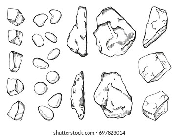 Stones different set of sketch. Hand drawing