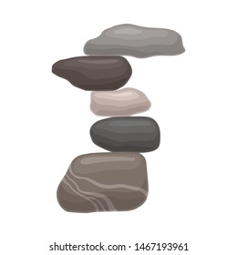 Stones of different sizes are folded into the tower. Vector illustration on white background.