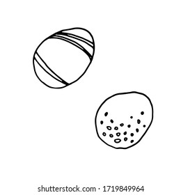 Stones doodle icon. Hand drawn 
pebbles line vector illustration isolated on white background.