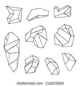 stones faceted vector. cobbles isolated.