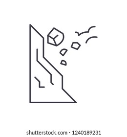 Stones falling line icon concept. Stones falling vector linear illustration, symbol, sign