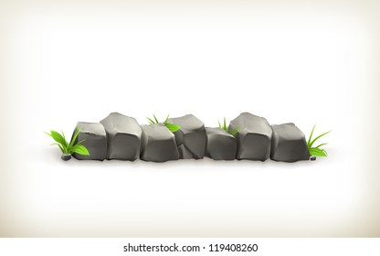 Stones and grass, vector