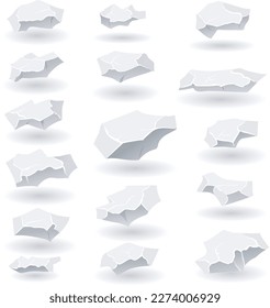 Stones and gravel rocks vector broken pieces
