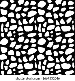 Stones Handdrawn Grunge Seamless Black And White Pattern. Vector Illustration.