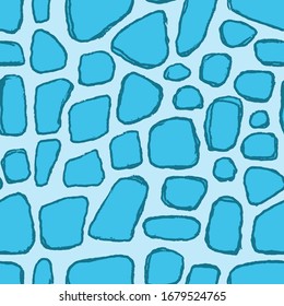 Piedras dibujadas a mano sin fisuras en azul. Ilustración vectorial.