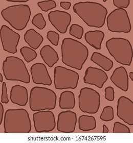 Stones handdrawn seamless brown pattern. Vector illustration.