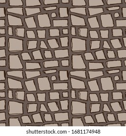Stones handdrawn seamless brown pattern. Vector illustration.