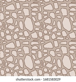 Stones handdrawn seamless brown pattern. Vector illustration.