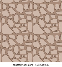 Piedras dibujadas a mano con un patrón marrón transparente. Ilustración vectorial.