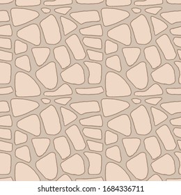 Stones handdrawn seamless brown pattern. Vector illustration.