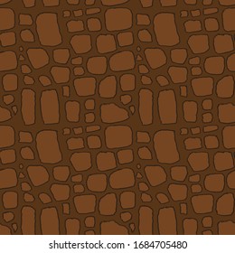 Piedras dibujadas a mano con un patrón marrón transparente. Ilustración vectorial.