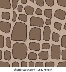 Piedras dibujadas a mano con un patrón marrón transparente. Ilustración vectorial.