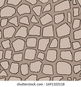 Stones handdrawn seamless brown pattern. Vector illustration.