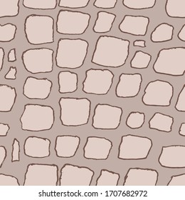 Stones handdrawn seamless brown pattern. Vector illustration.