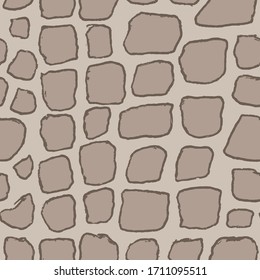 Stones handdrawn seamless brown pattern. Vector illustration.