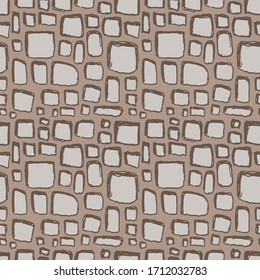 Stones handdrawn seamless brown pattern. Vector illustration.