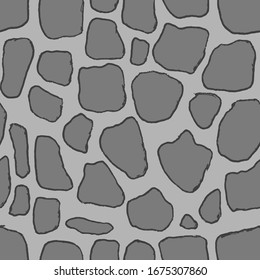 Stones handdrawn seamless gray pattern. Vector illustration.