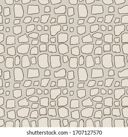 Piedras dibujadas a mano sin fisuras en el patrón gris. Ilustración vectorial.