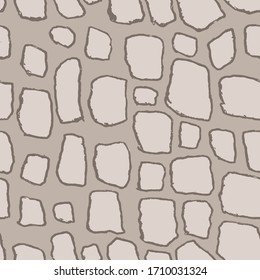 Stones handdrawn seamless gray pattern. Vector illustration.