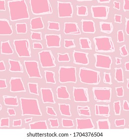 Piedras dibujadas a mano sin fisuras en un patrón rosa. Ilustración vectorial.