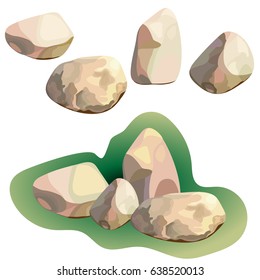 The stones are a heap, fragments of rock, Vector illustration.