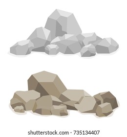 Stones, a hill built of stones, many stones. Flat design, vector illustration, vector.