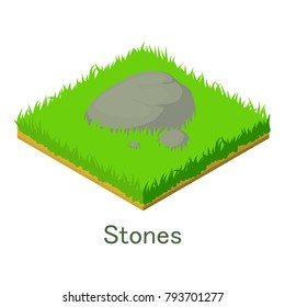 Stones icon. Isometric illustration of stones vector icon for web.