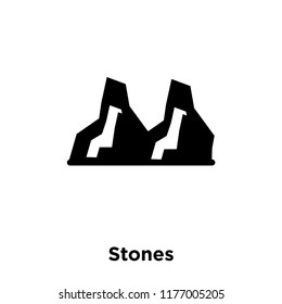 Stones icon vector isolated on white background, logo concept of Stones sign on transparent background, filled black symbol