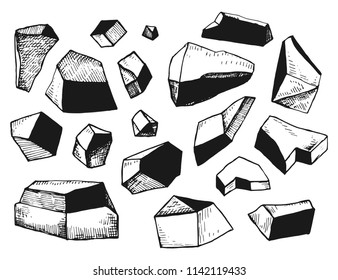 stones isolated objects vintage set