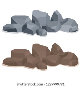 Stones, large and small stones, a set of stones. Flat design, vector