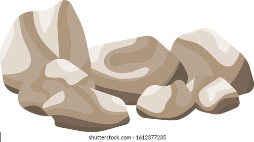 Stones, large and small stones, a set of stones. Flat design, vector