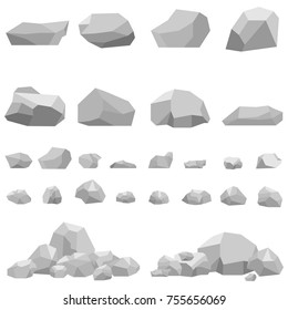 Stones, large and small stones, a set of stones. Flat design, vector illustration, vector.